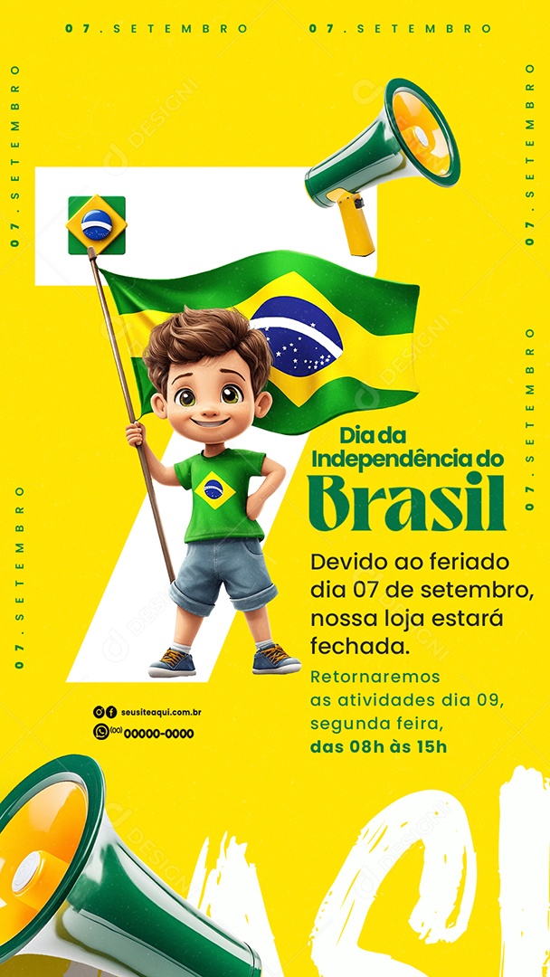 Story Feriado Dia da Independência do Brasil 07 de Setembro Social Media PSD Editável