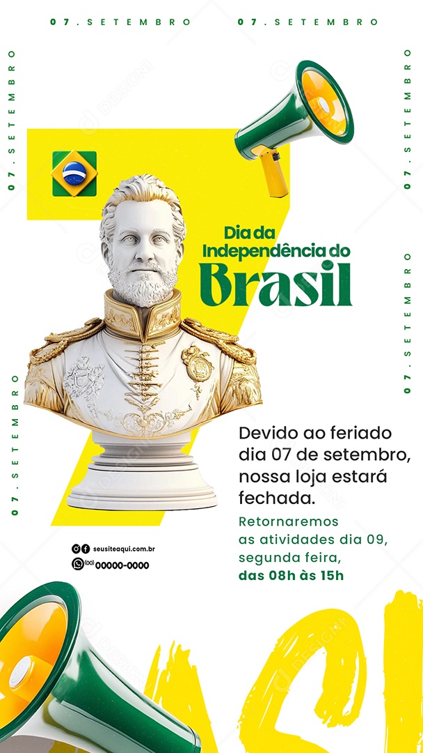 Story Dia da Independência do Brasil 07 de Setembro Feriado Social Media PSD Editável