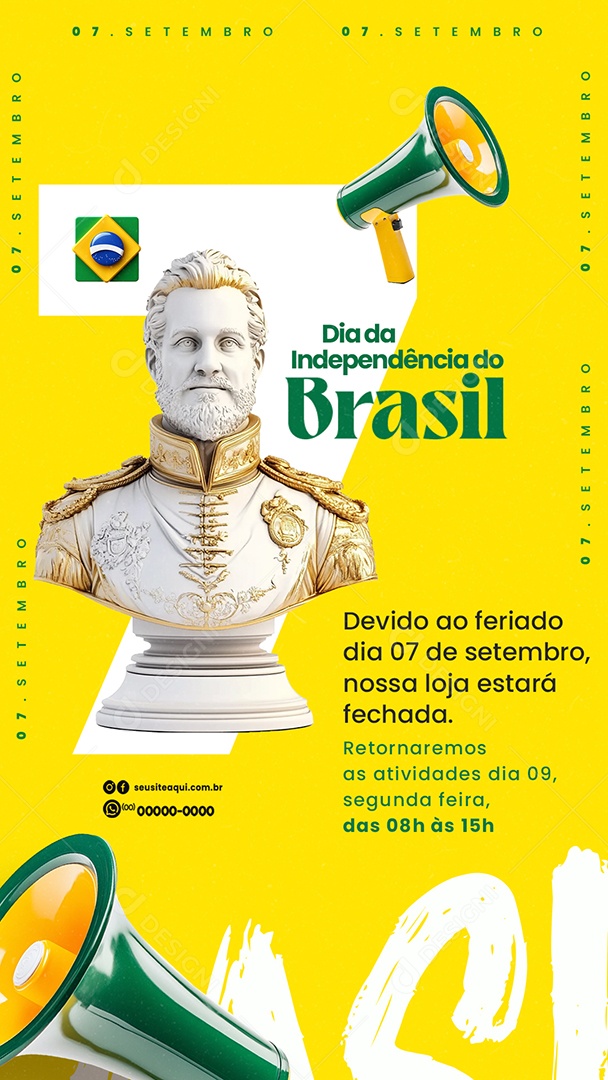Story Dia da Independência do Brasil 07 de Setembro nossa Loja Estará Fechada Social Media PSD Editável