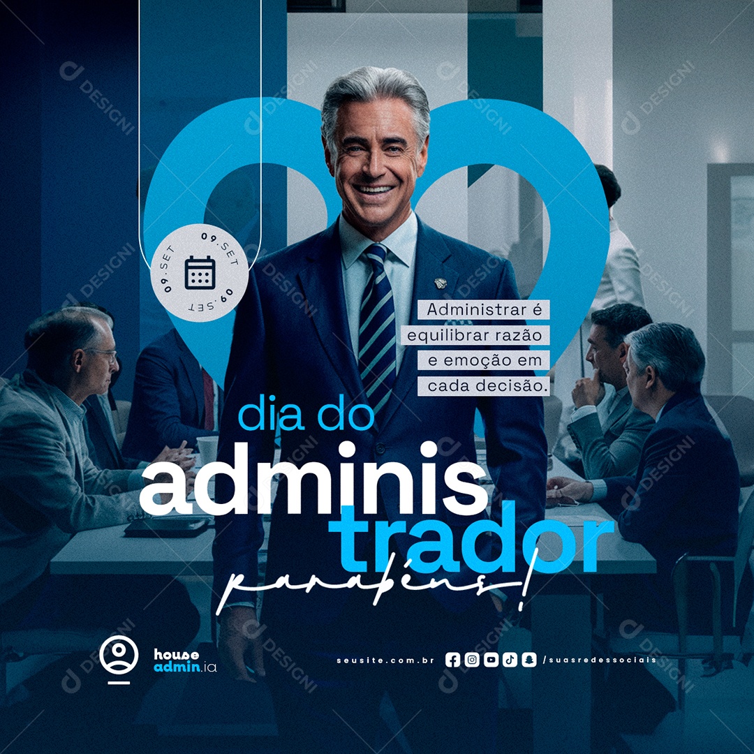 Social Media Dia Do Administrador 09 de Setembro Parabéns PSD Editável