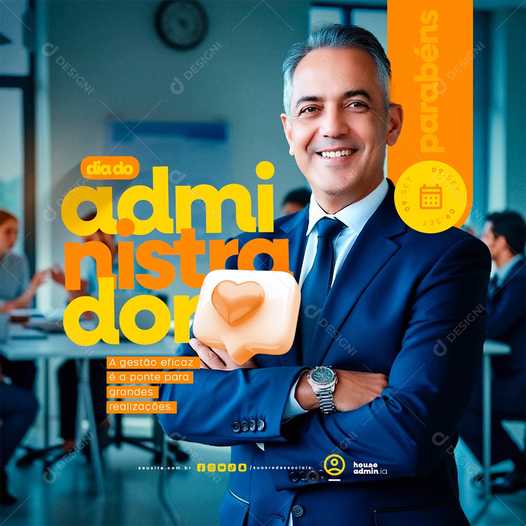Social Media Dia Do Administrador 09 de Setembro PSD Editável