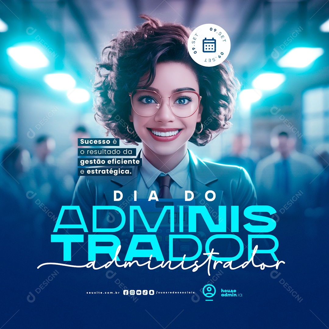 Dia Do Administrador 09 de Setembro Social Media PSD Editável
