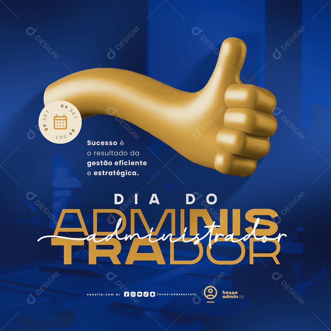 Dia Do Administrador 09 de Setembro Social Media PSD Editável