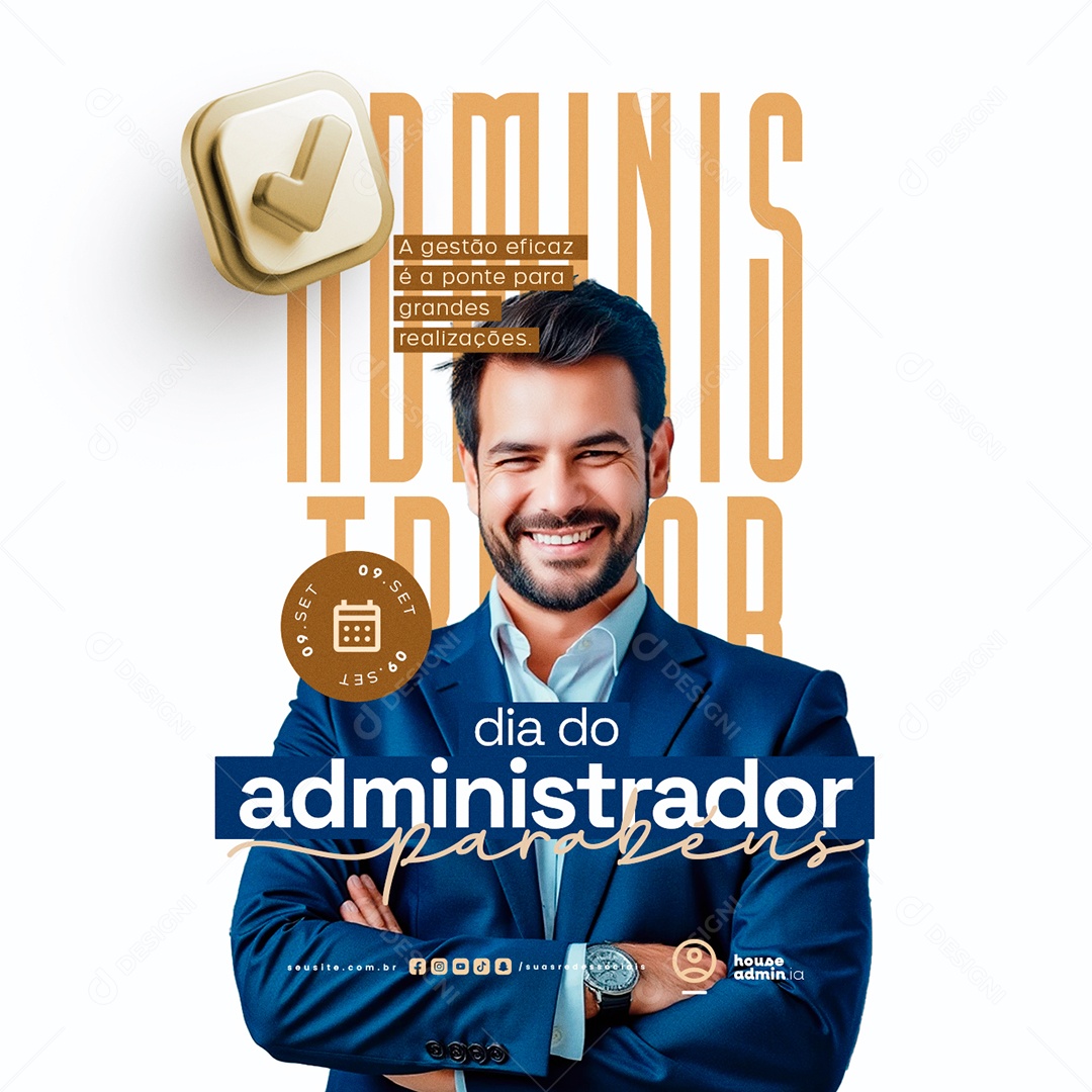 Dia Do Administrador 09 de Setembro Parabéns Social Media PSD Editável