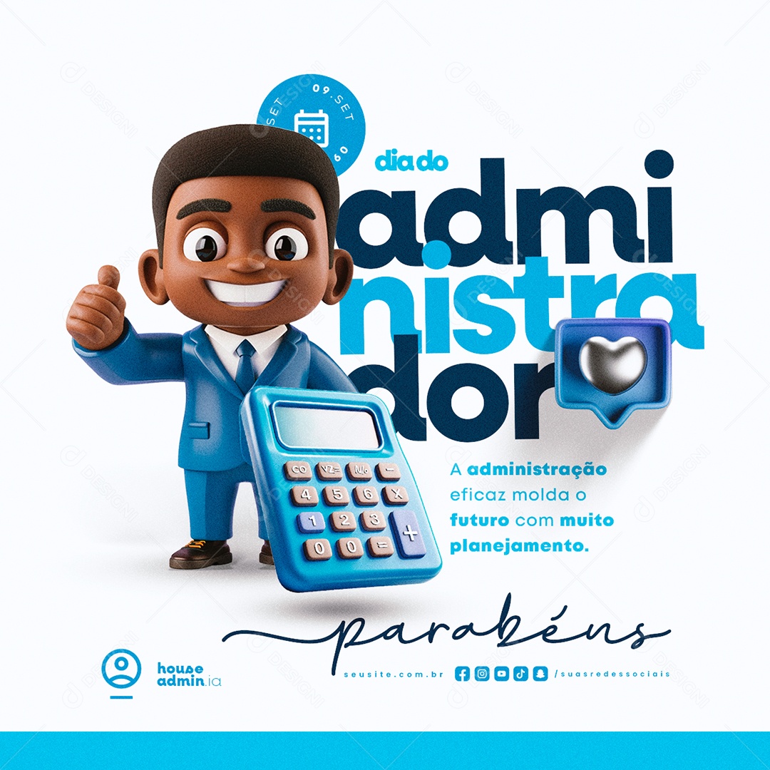 Dia Do Administrador 09 de Setembro Social Media PSD Editável