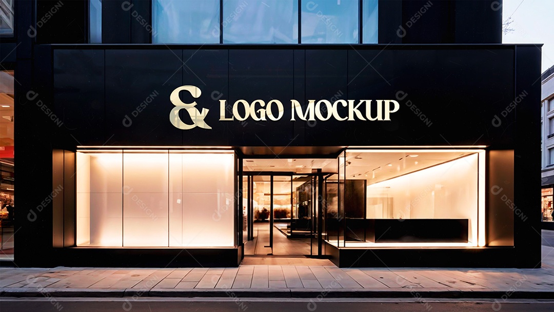 Logotipo Mockup 3D Fachada PSD