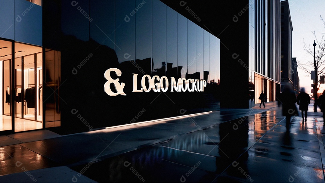 Logotipo Mockup 3D Fachada PSD