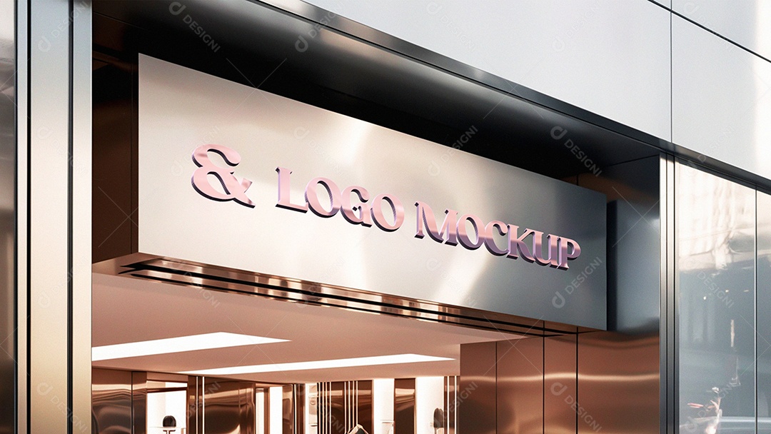 Logotipo Mockup 3D Fachada PSD