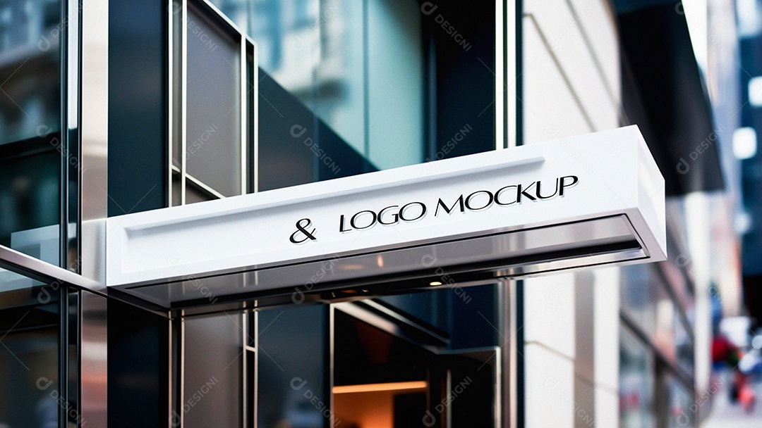 Logotipo Mockup 3D Fachada PSD
