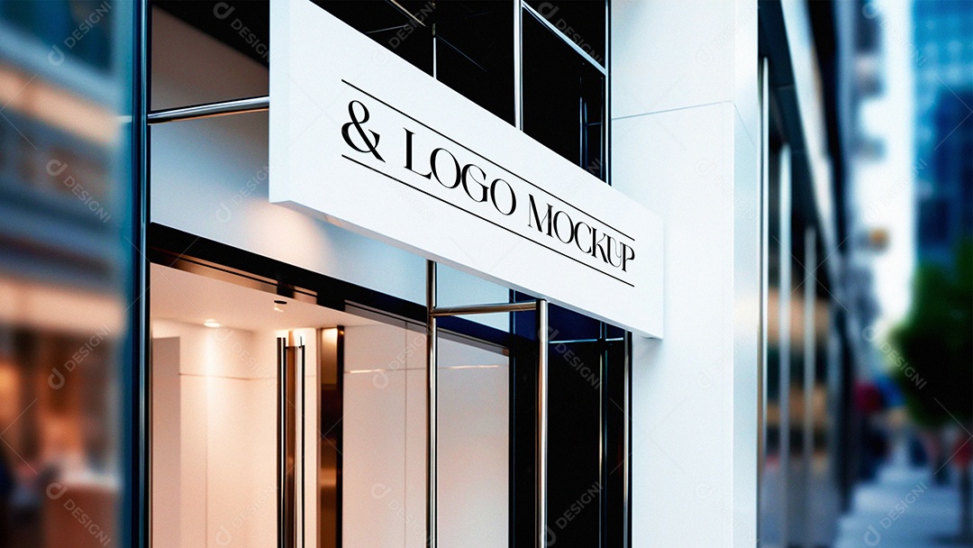 Logotipo Mockup 3D Fachada PSD