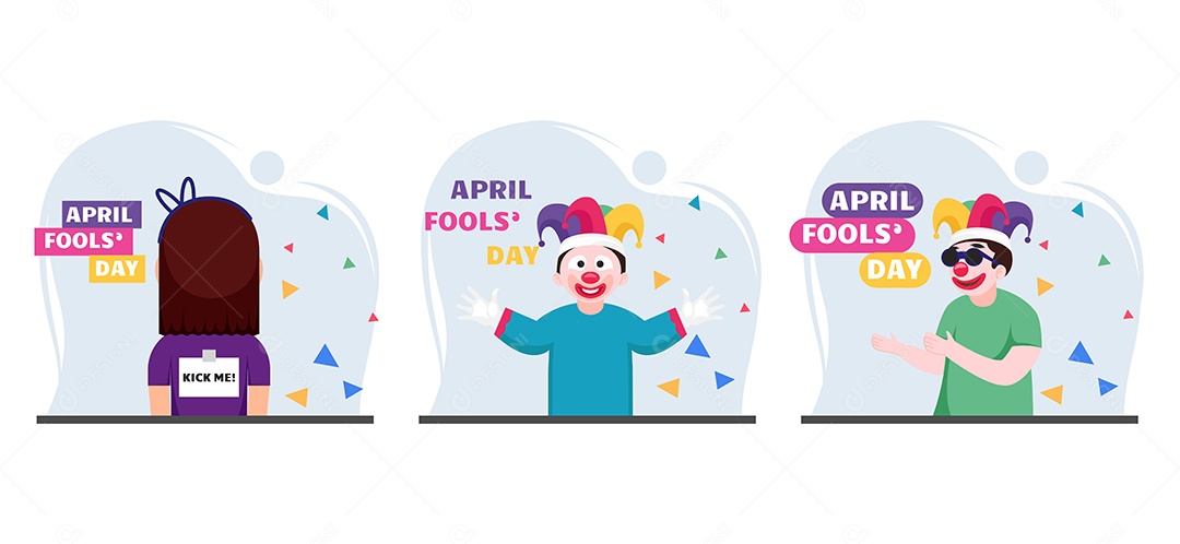 Ilustração do Dia da Mentira 01 de Abril Vetor EPS