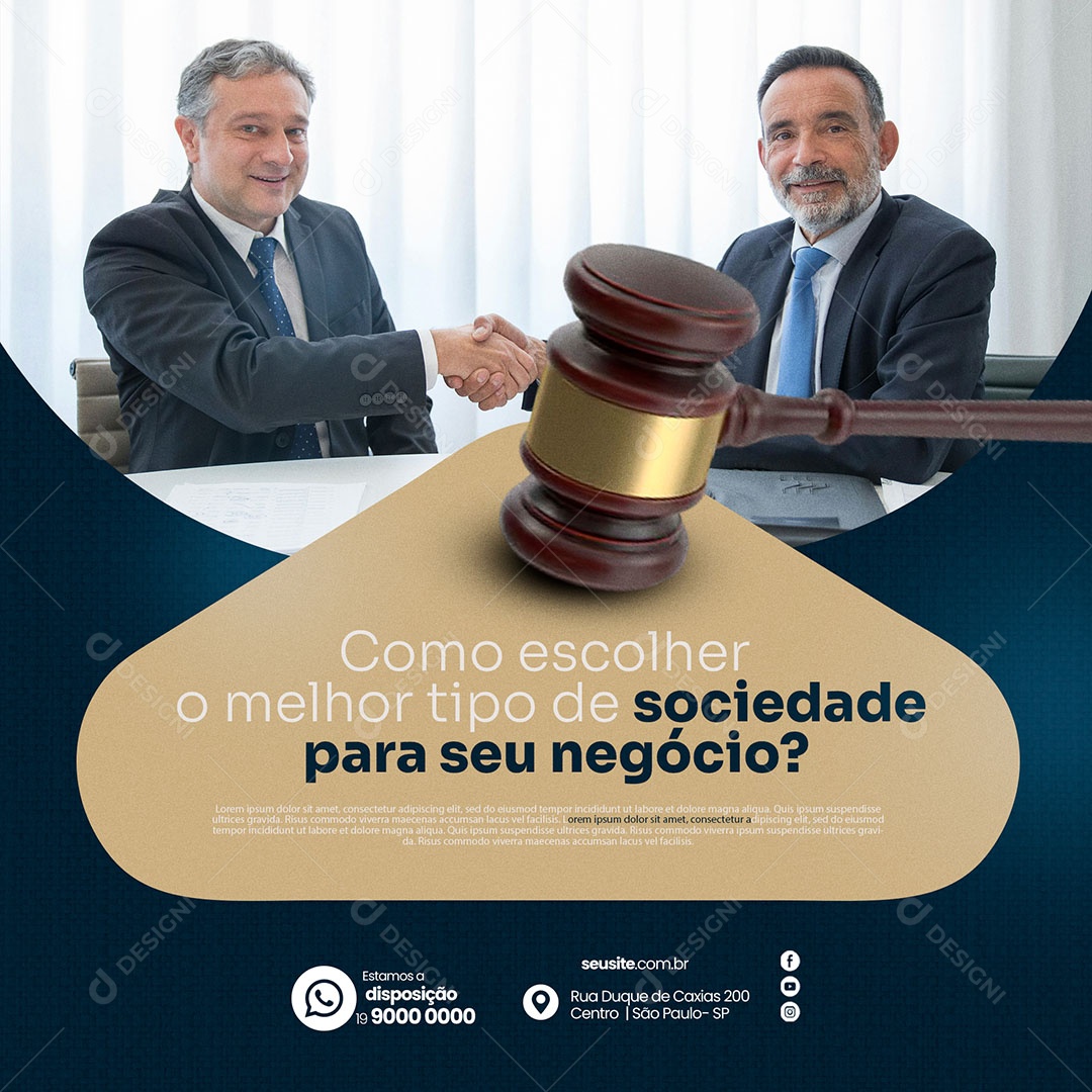 Advocacia Como Escolher o Melhor Tipo de Sociedade Para Seu Negócio Social Media PSD Editável