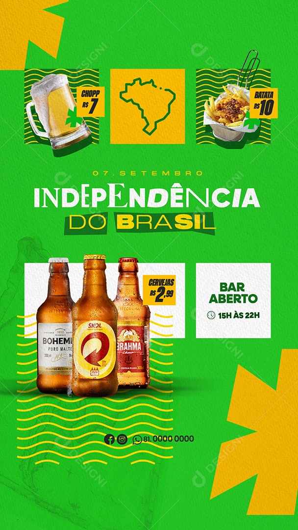 Independência do Brasil 07 de Setembro Social Bar Aberto Media PSD Editável