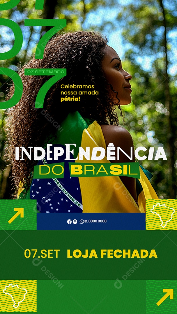 Story Independência do Brasil 07 de Setembro Loja Fechada Social Media PSD Editável