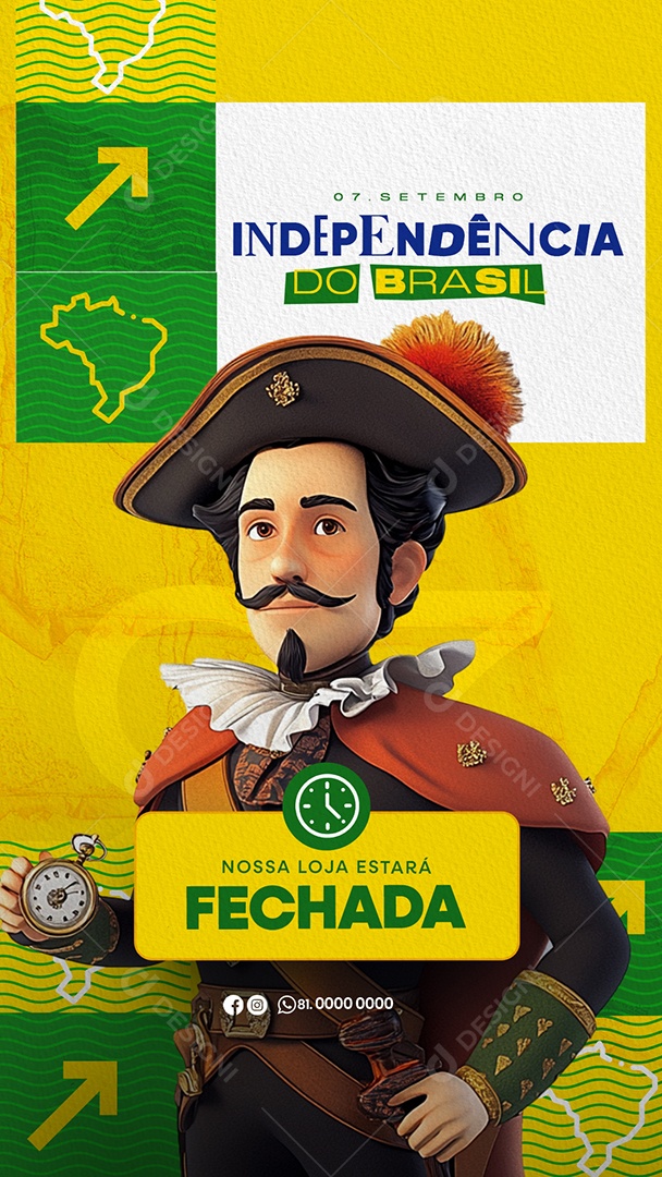 Story Independência do Brasil 07 de Setembro nossa Loja Estará Fechada Social Media PSD Editável
