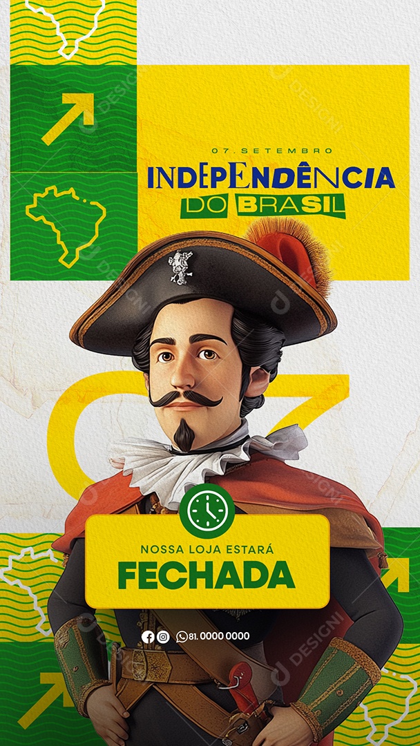 Story Independência do Brasil 07 de Setembro nossa Loja Estará Fechada Social Media PSD Editável