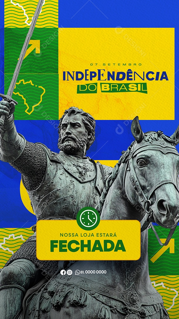 Story Independência do Brasil 07 de Setembro nossa Loja Estará Fechada Social Media PSD Editável