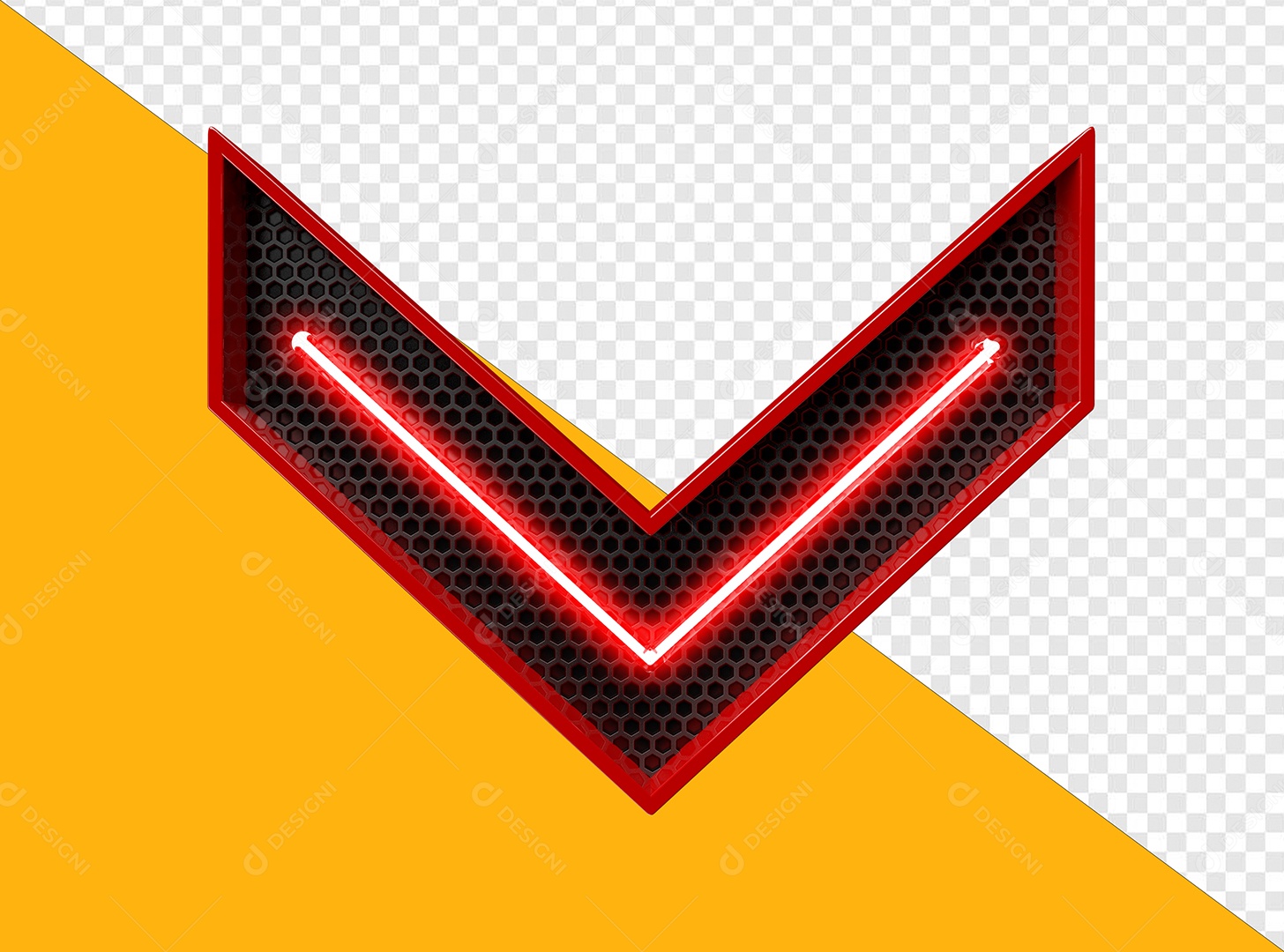 Seta 3D Vermelha Neon Elemento para Composição PSD