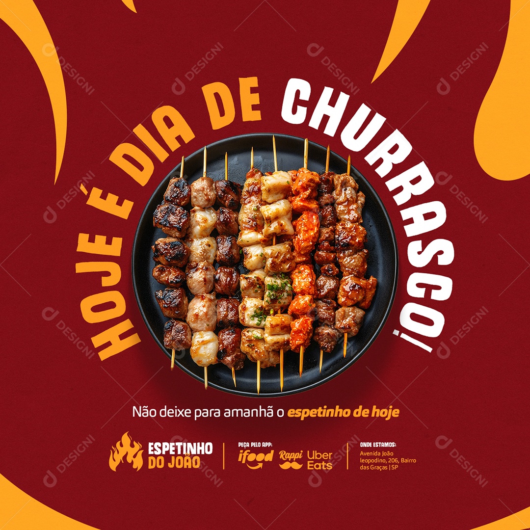Hoje é Dia de Churrasco Social Media PSD Editável