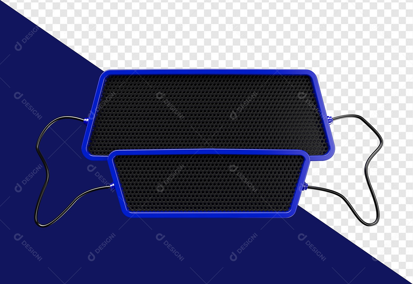 Painel Com Grade Azul 3D Elemento para Composição PSD