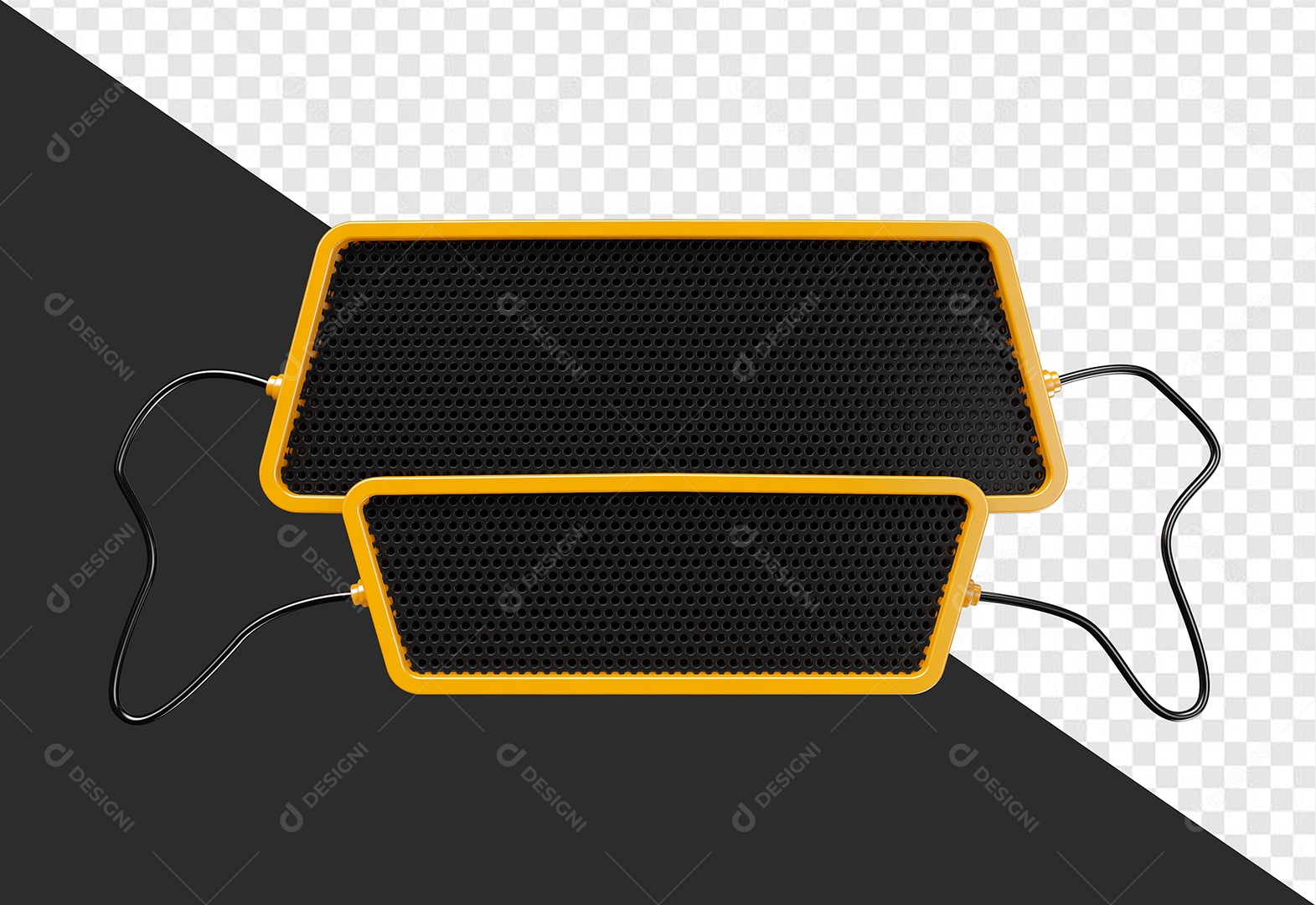 Painel Com Grade Amarelo 3D Elemento para Composição PSD