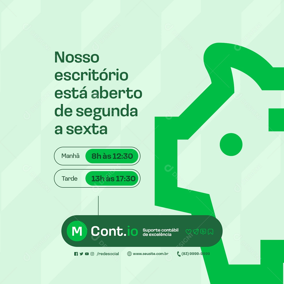 Nosso Escritório está Aberto de Segunda a Sexta Social Media PSD Editável