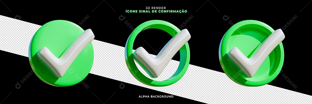 Conjunto de Ícones de Confirmação Elemento 3D Para Composição PSD