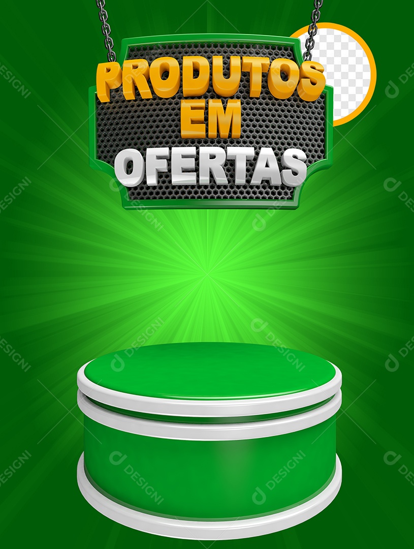 Elemento Para Produtos Em Ofertas Verde 3D para Composição PSD