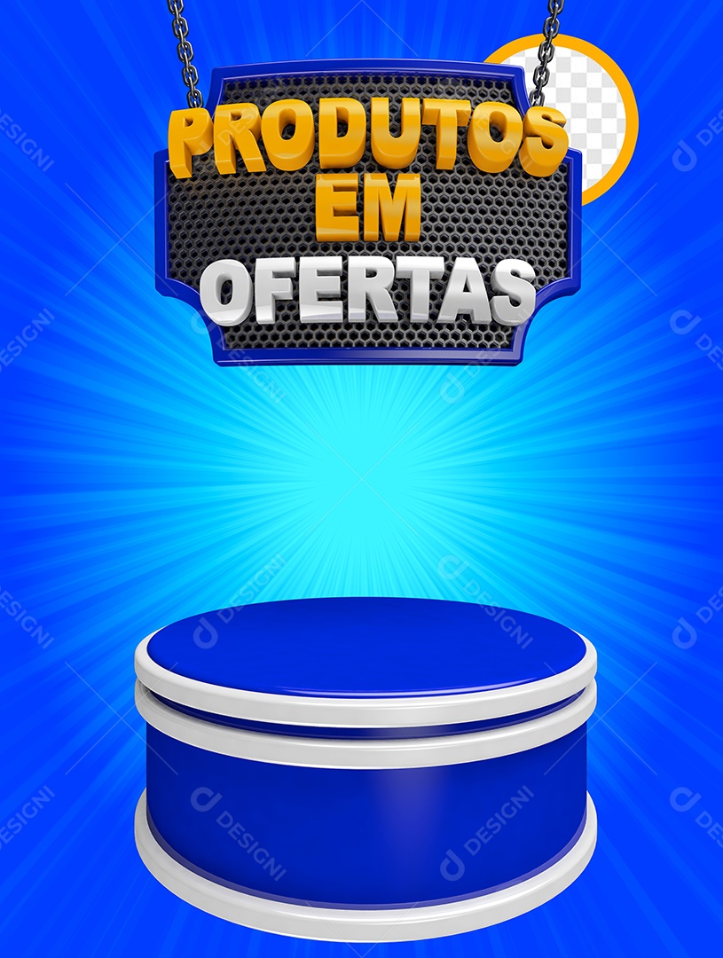 Elemento Para Produtos Em Ofertas Azul 3D para Composição PSD