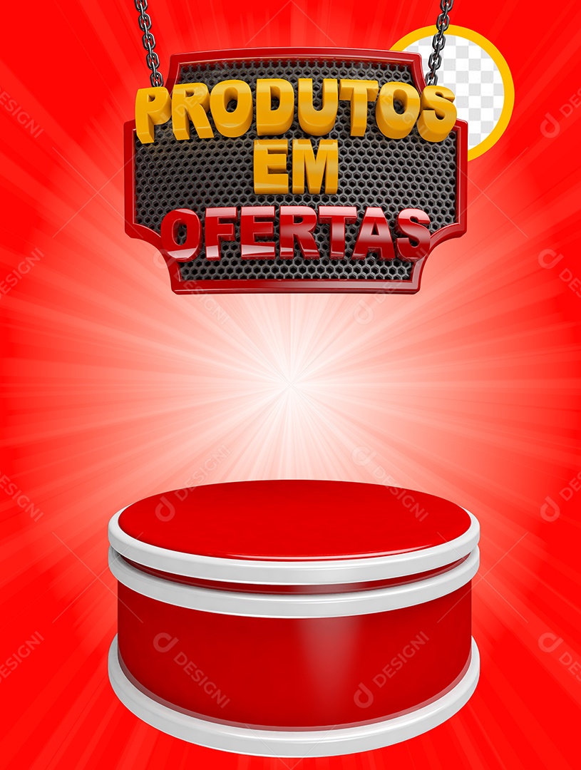 Elemento Para Produtos Em Ofertas Vermelho 3D para Composição PSD