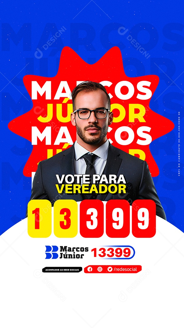 Story Política Marcos Júnior Vote para Vereador Social Media PSD Editável