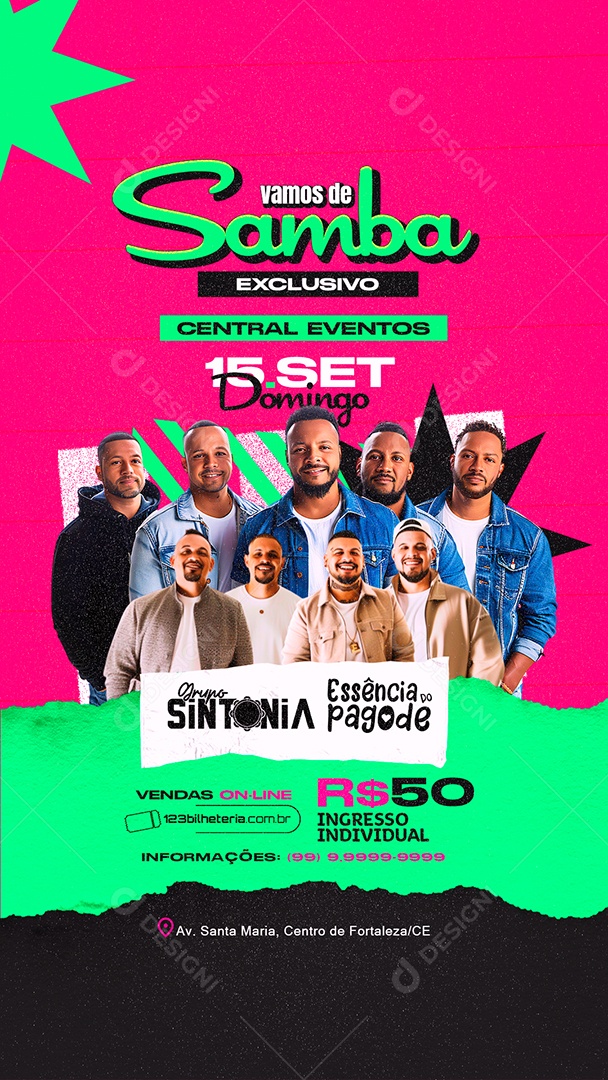 Flyer Story Vamos de Samba Exclusivo Social Media PSD Editável