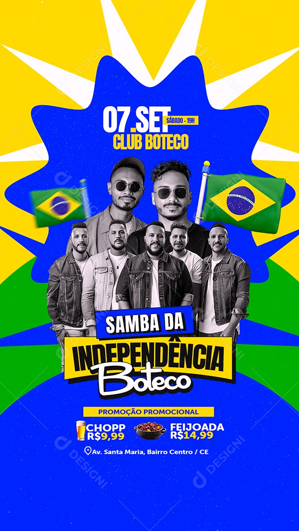 Flyer Story Club Boteco Samba da Independência Social Media PSD Editável