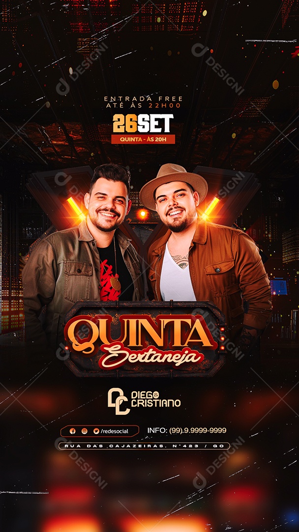 Flyer Story Quinta Sertaneja Social Media PSD Editável