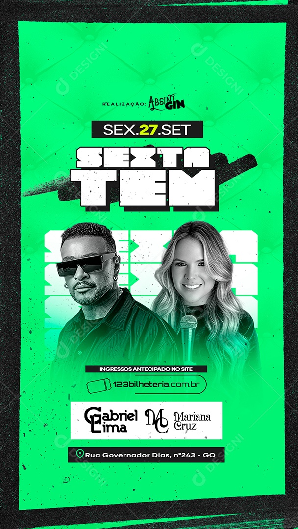 Flyer Story Sexta Tem Gabriel Lima Mariana Cruz Social Media PSD Editável