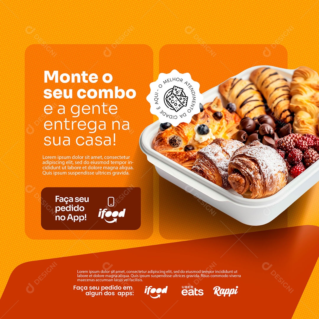 Pastelaria Monte Seu Combo Social Media PSD Editável