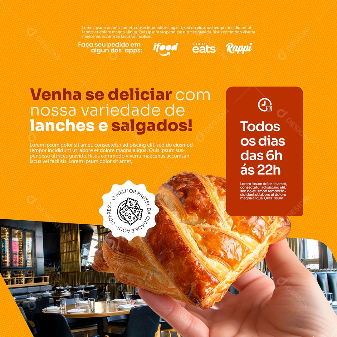 Salgados Venha Se Deliciar Com Nossa Variedade Social Media PSD Editável