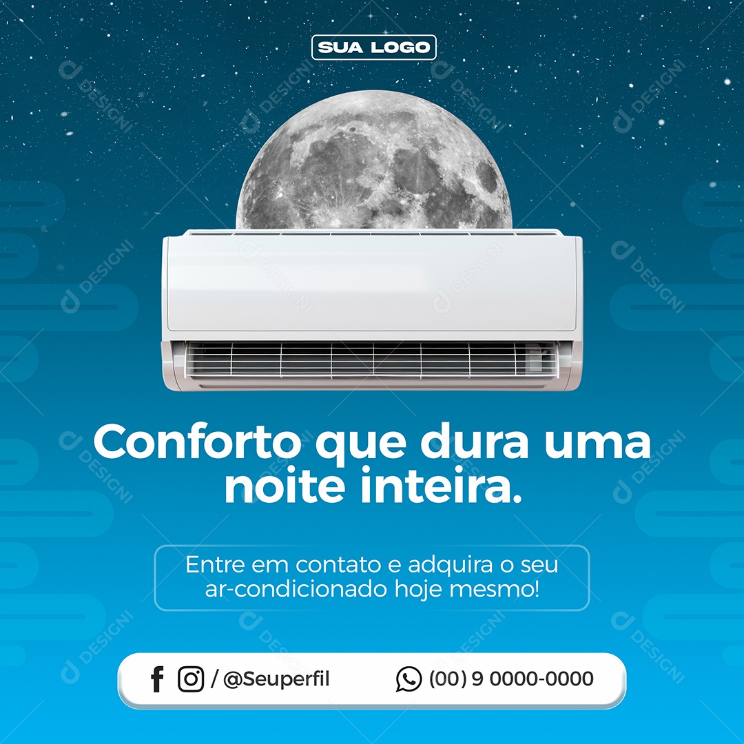 Ar Condicionado Conforto Que Dura Uma Noite Inteira Social Media PSD Editável