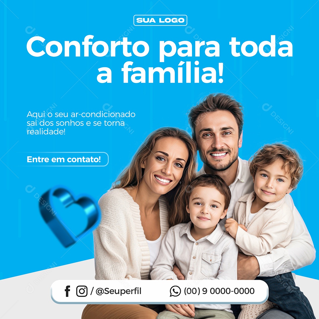 Ar Condicionado Conforto Para Toda A Família Social Media PSD Editável