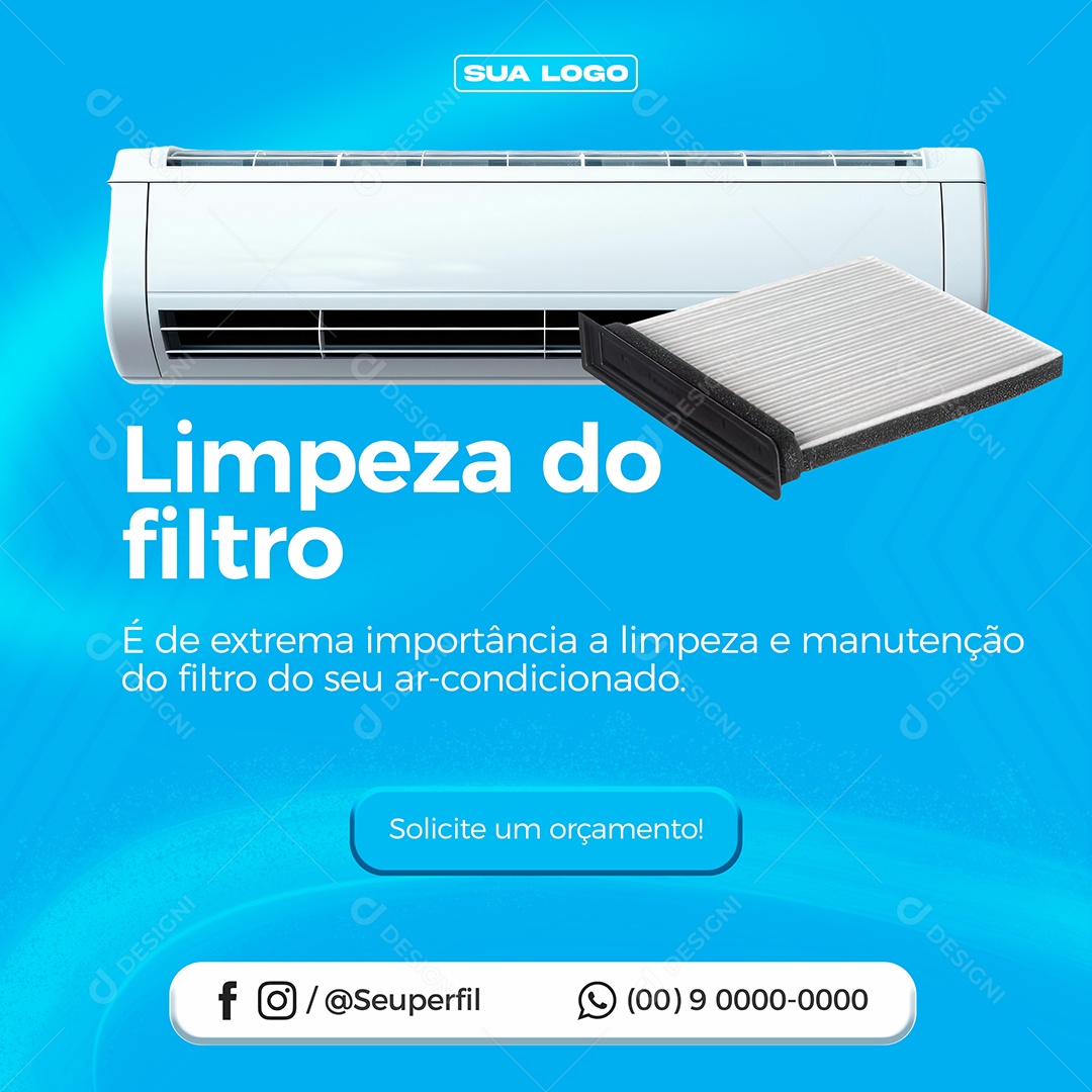 Ar Condicionado Limpeza Dos Filtros Social Media PSD Editável