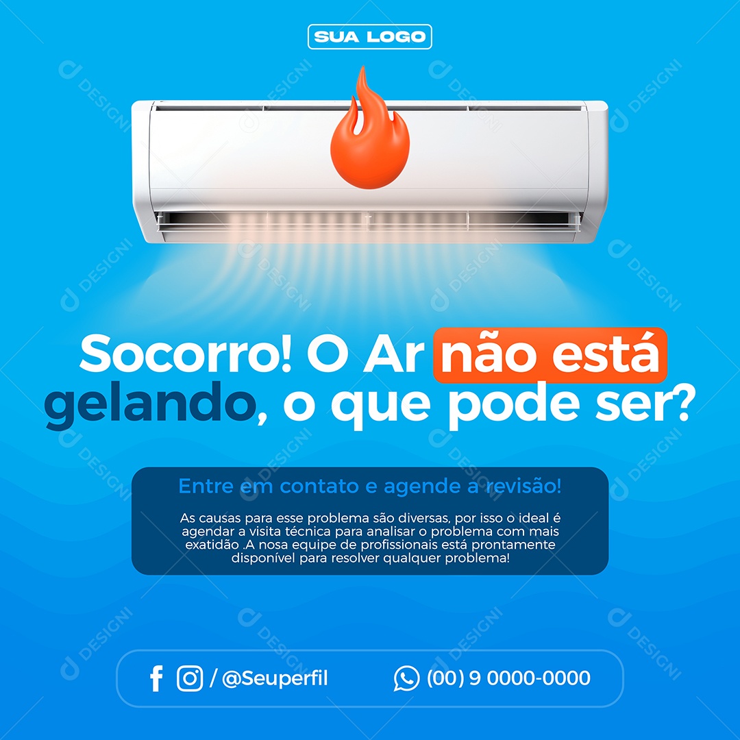 Ar Condicionado Socorro O Ar Não Está Gelando Social Media PSD Editável