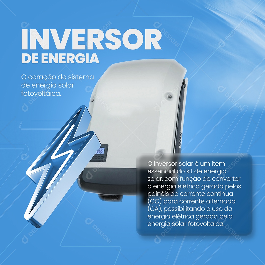 Energia Solar Inversor De Energia Social Media PSD Editável