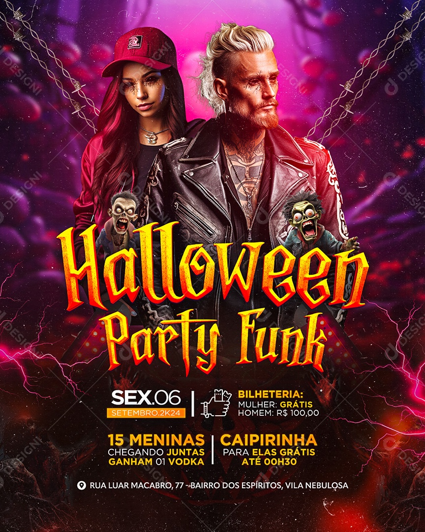 Flyer Halloween Party Funk Artistas Social Media PSD Editável