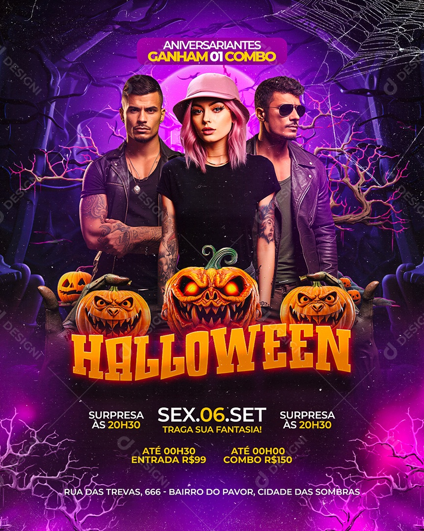 Flyer Halloween Artistas Social Media PSD Editável