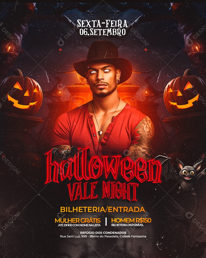 Flyer Halloween Vale Night Artista Social Media PSD Editável