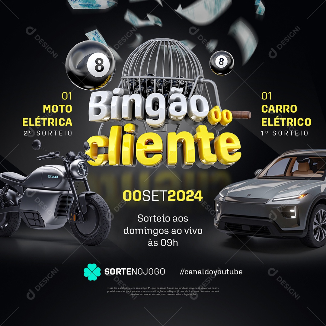 Bingão do Cliente Moto e Carro Social Media PSD Editável