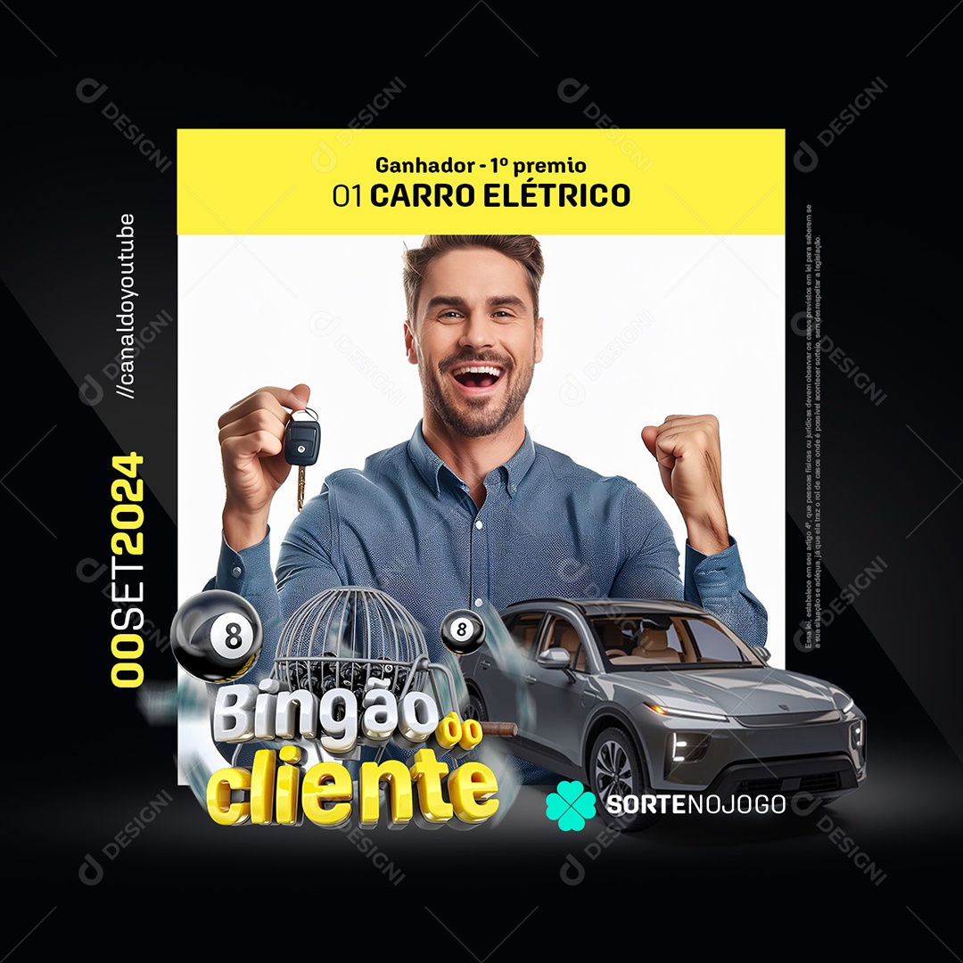 Bingão do Cliente Carro Elétrico Social Media PSD Editável