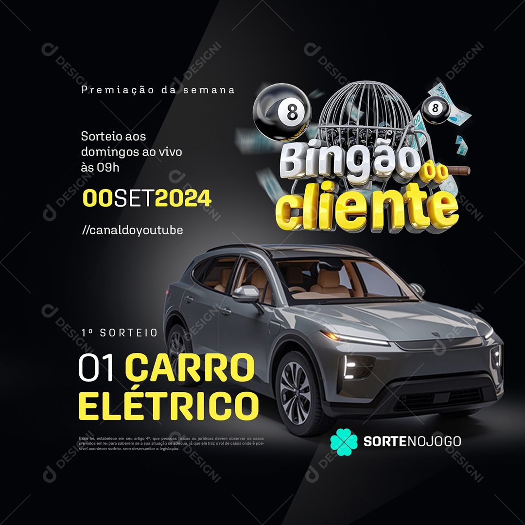 Bingão do Cliente Sorteio aos Domingos Social Media PSD Editável