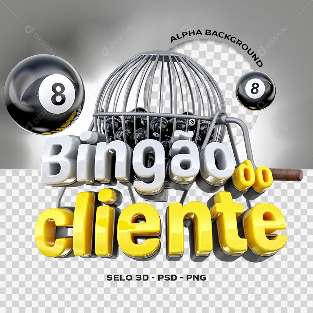 Bingão do Cliente Selo 3D para Composição PSD