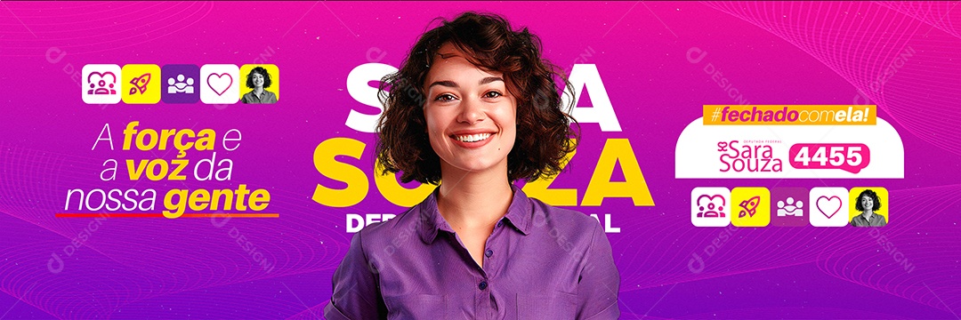 Carrossel Política Fechado com Ela Social Media PSD Editável